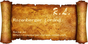 Rozenberger Loránd névjegykártya